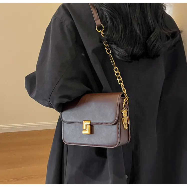 Black Crossbody Bag with Gold Chain & Clasp — feature 24