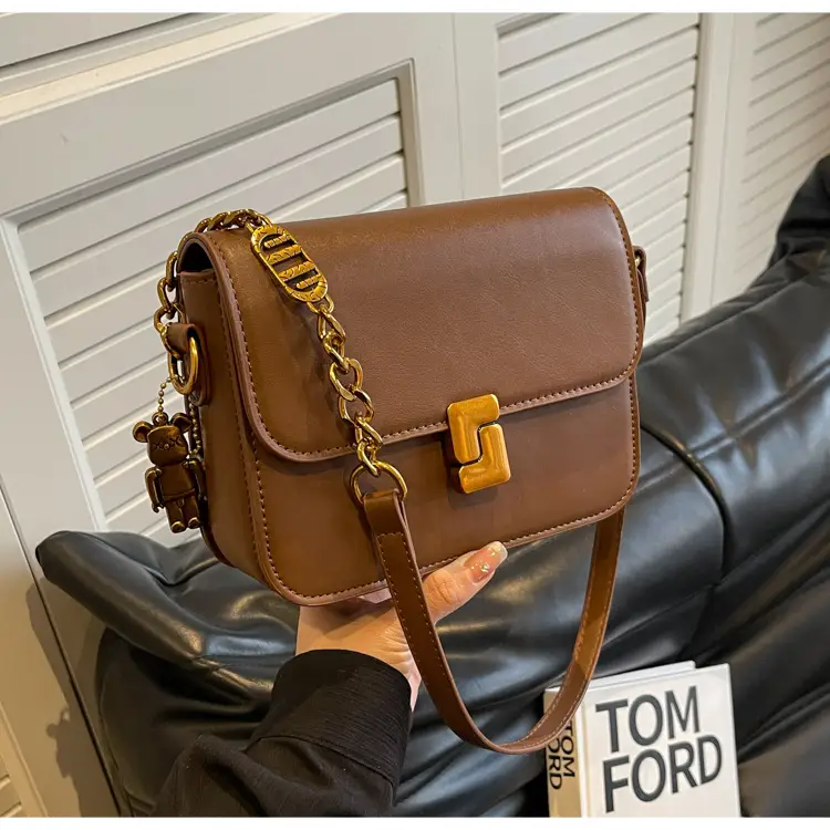 Black Crossbody Bag with Gold Chain & Clasp — feature 27