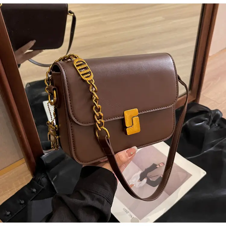 Black Crossbody Bag with Gold Chain & Clasp — feature 33