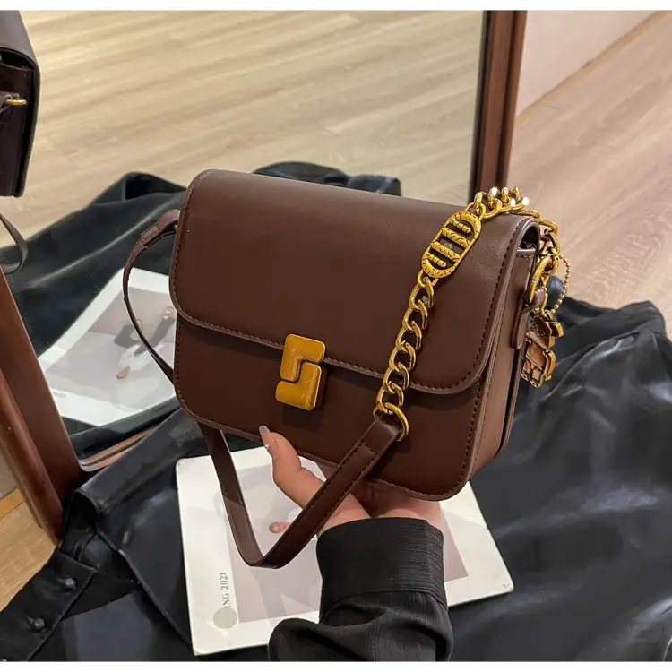 Black Crossbody Bag with Gold Chain & Clasp — feature 35