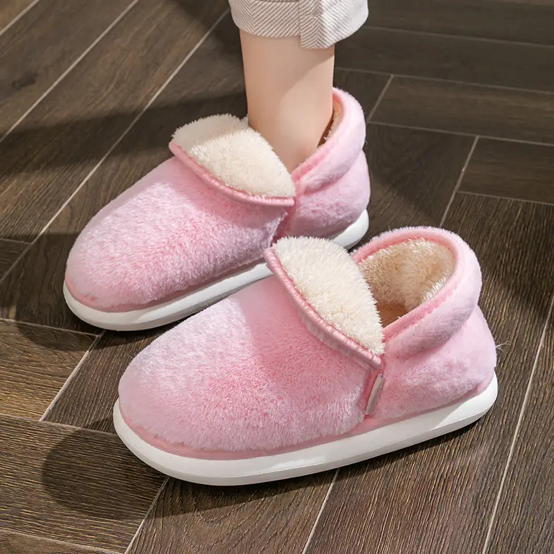 Cotton Slippers Women's Winter Heel Household Moon Shoes Home Indoor Warm Wool Slippers fleece-lined Winter Household Cotton Shoes - Image 7
