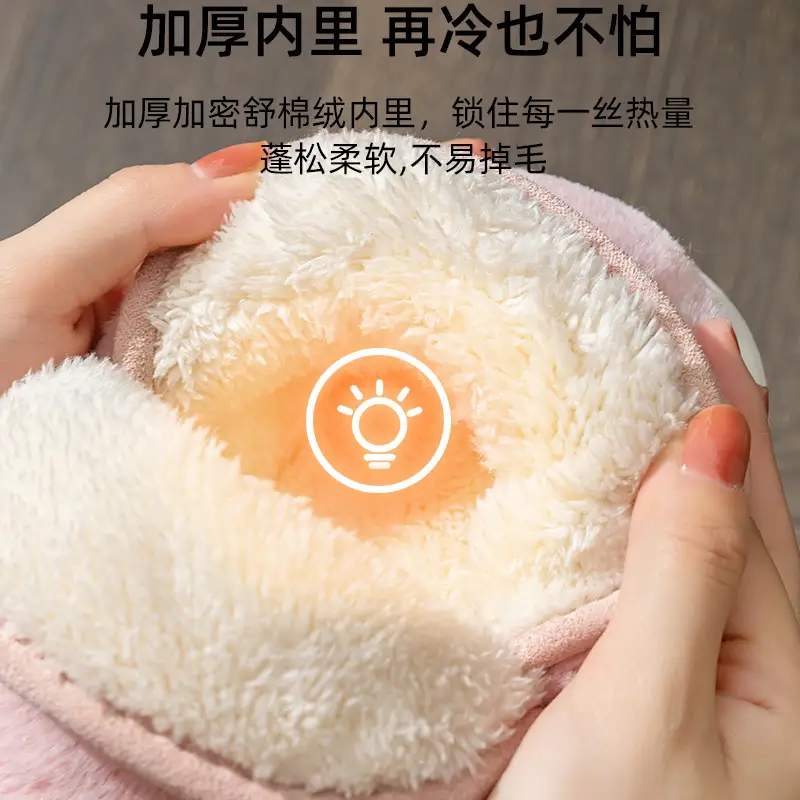Cotton Slippers Women's Winter Heel Household Moon Shoes Home Indoor Warm Wool Slippers fleece-lined Winter Household Cotton Shoes - Image 9