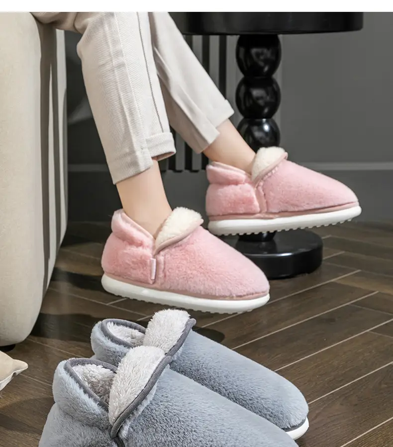 Cotton Slippers Women's Winter Heel Household Moon Shoes Home Indoor Warm Wool Slippers fleece-lined Winter Household Cotton Shoes — feature 19