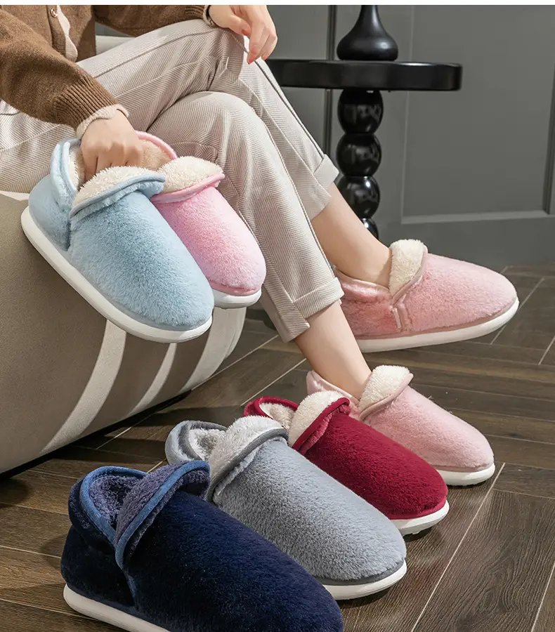 Cotton Slippers Women's Winter Heel Household Moon Shoes Home Indoor Warm Wool Slippers fleece-lined Winter Household Cotton Shoes — feature 24