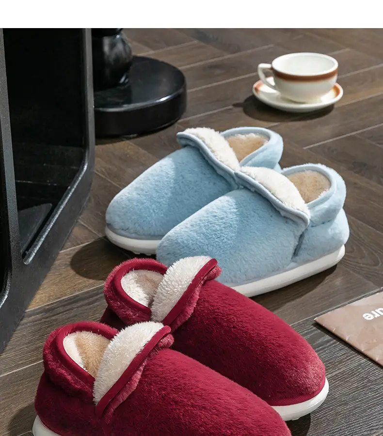 Cotton Slippers Women's Winter Heel Household Moon Shoes Home Indoor Warm Wool Slippers fleece-lined Winter Household Cotton Shoes — feature 4