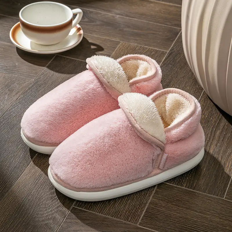 Cotton Slippers Women's Winter Heel Household Moon Shoes Home Indoor Warm Wool Slippers fleece-lined Winter Household Cotton Shoes - Image 2