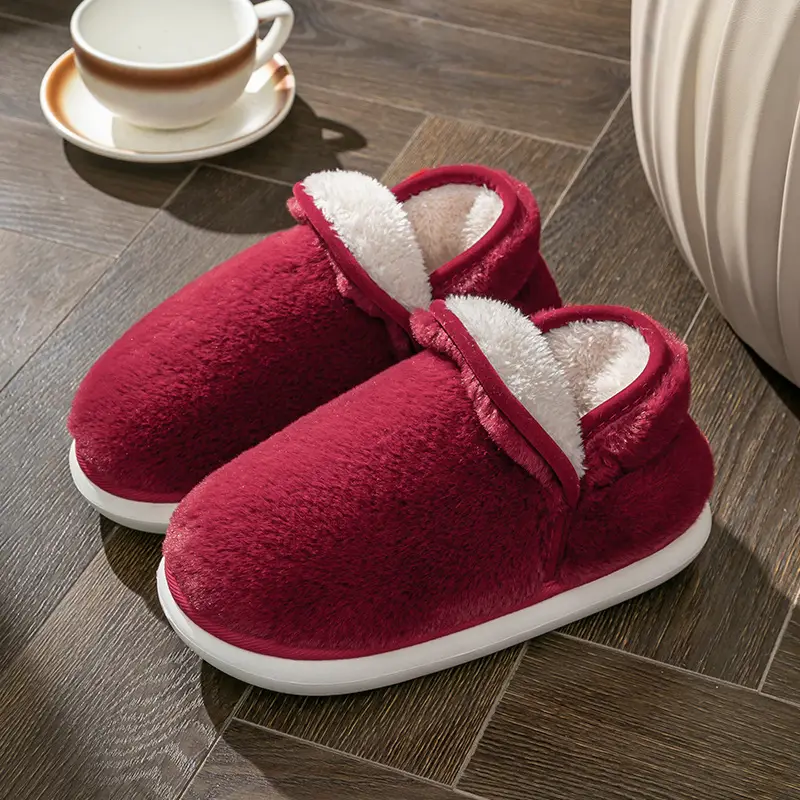 Cotton Slippers Women's Winter Heel Household Moon Shoes Home Indoor Warm Wool Slippers fleece-lined Winter Household Cotton Shoes - Image 3