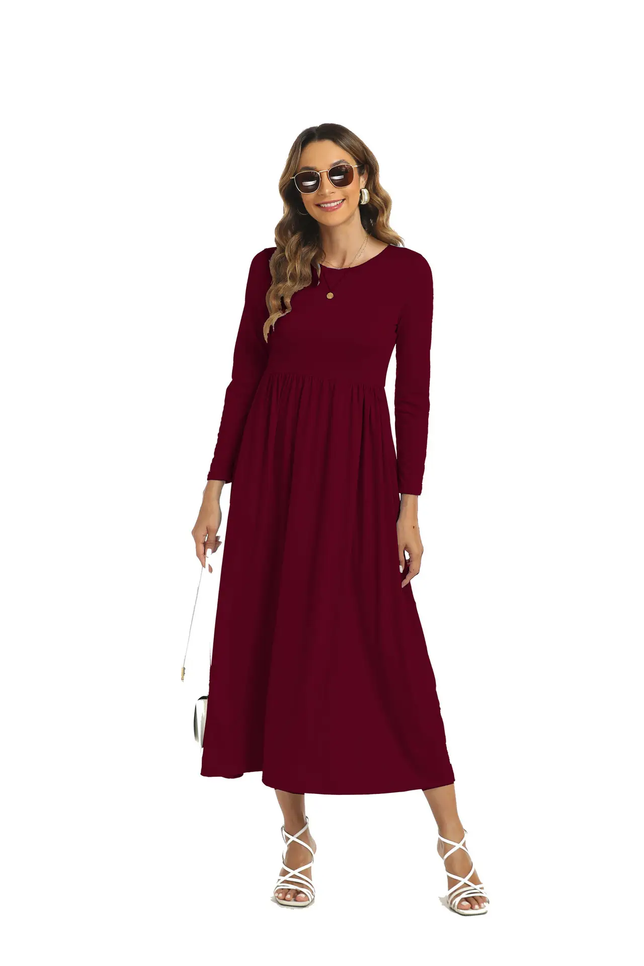 Light Blue Long Sleeve Muslim Women's Dress — feature 6
