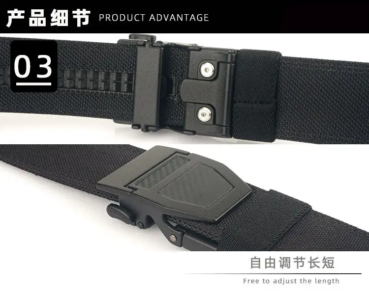Double Layer Tactical Belt Men Military Outdoor Nylon 3.8 Buckle — feature 9