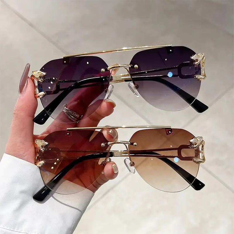 Leopard Retro Aviator Sunglasses Gold Tinted - Image 8