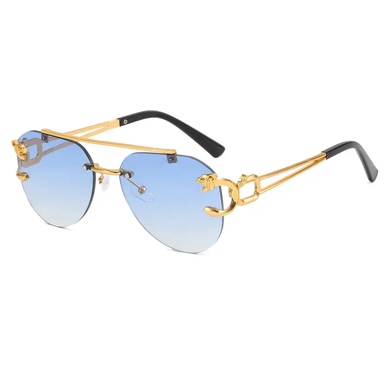 Leopard Retro Aviator Sunglasses Gold Tinted - Image 11