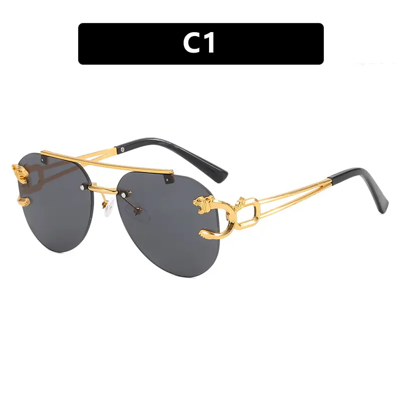 Leopard Retro Aviator Sunglasses Gold Tinted