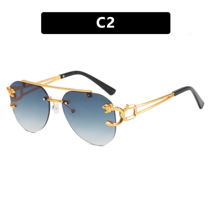 Leopard Retro Aviator Sunglasses Gold Tinted - Image 2
