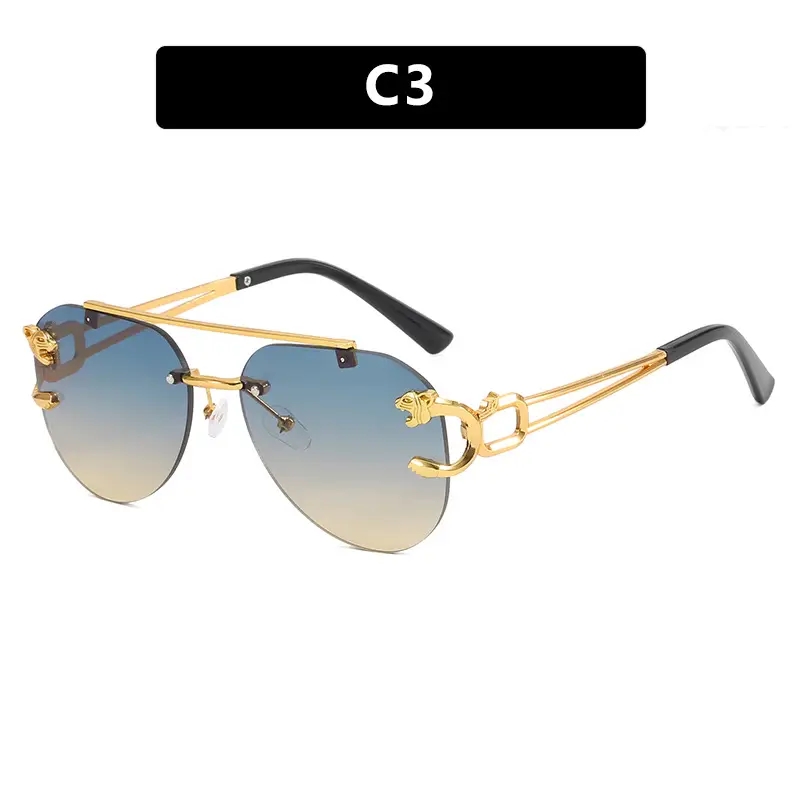 Leopard Retro Aviator Sunglasses Gold Tinted - Image 3