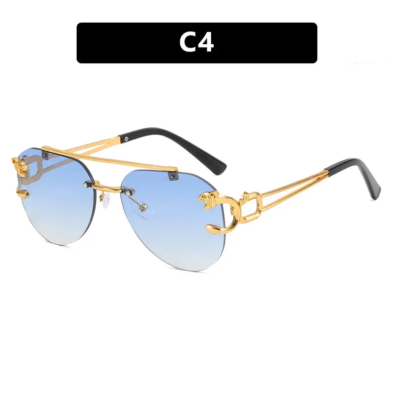 Leopard Retro Aviator Sunglasses Gold Tinted - Image 4