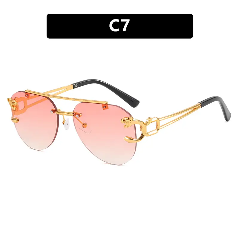 Leopard Retro Aviator Sunglasses Gold Tinted - Image 5