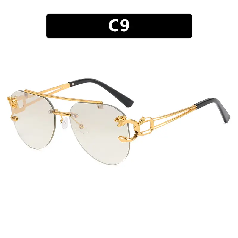 Leopard Retro Aviator Sunglasses Gold Tinted - Image 6