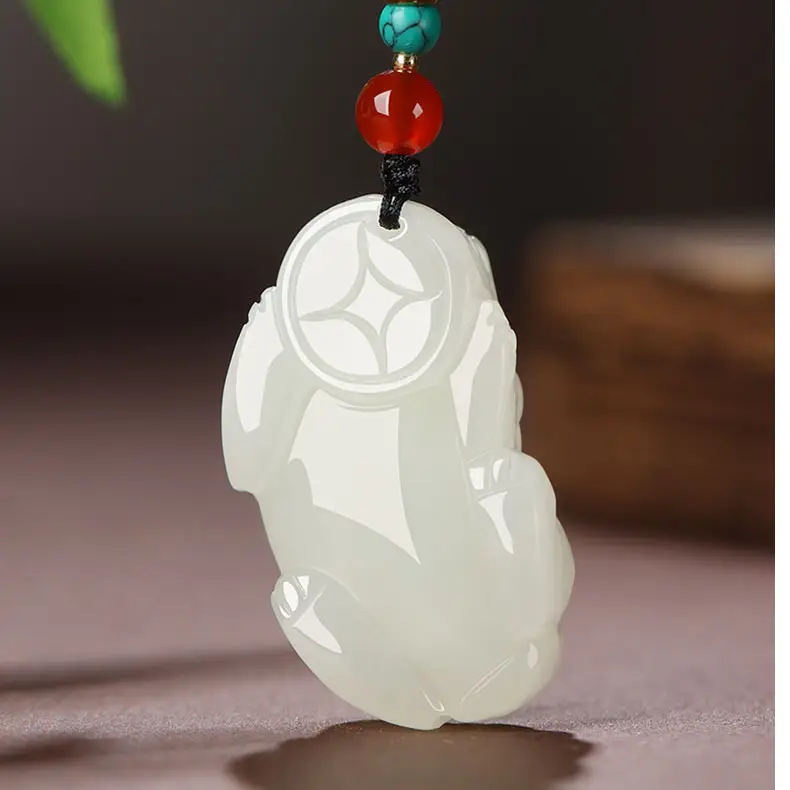White Jade Pixiu Pendant for Women Fortune Necklace