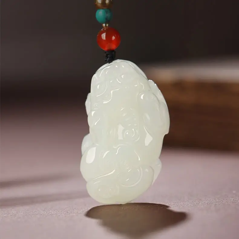 White Jade Pixiu Pendant for Women Fortune Necklace