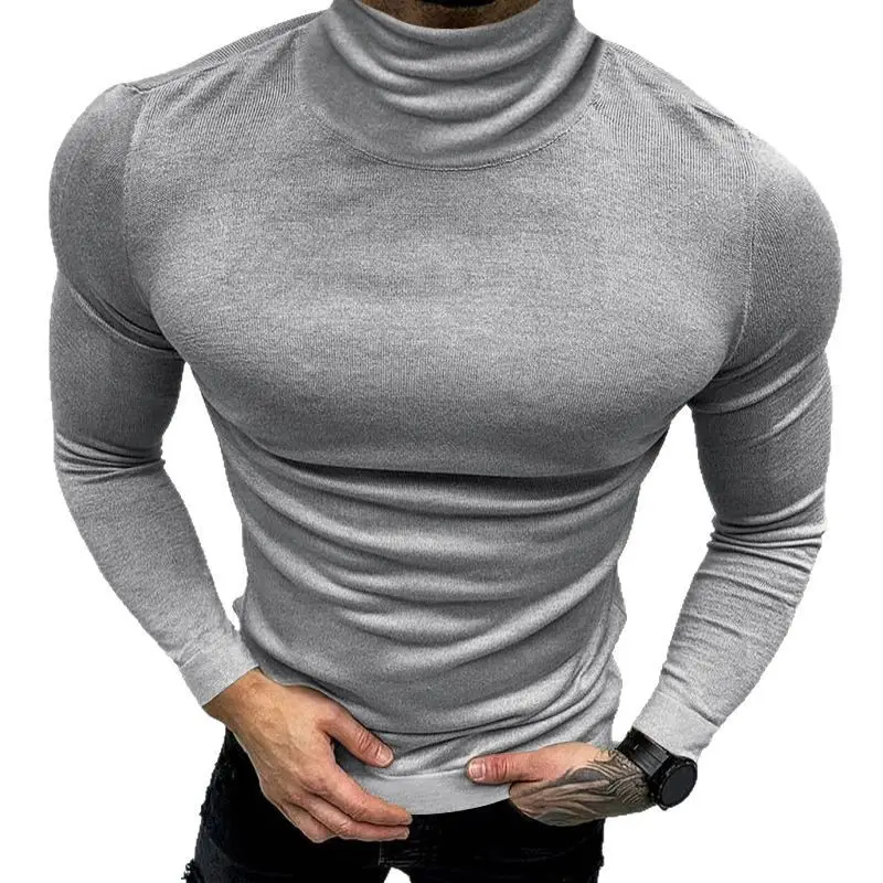 2025 Men Pure Color Turtleneck Long Sleeve Knitwear - Image 8