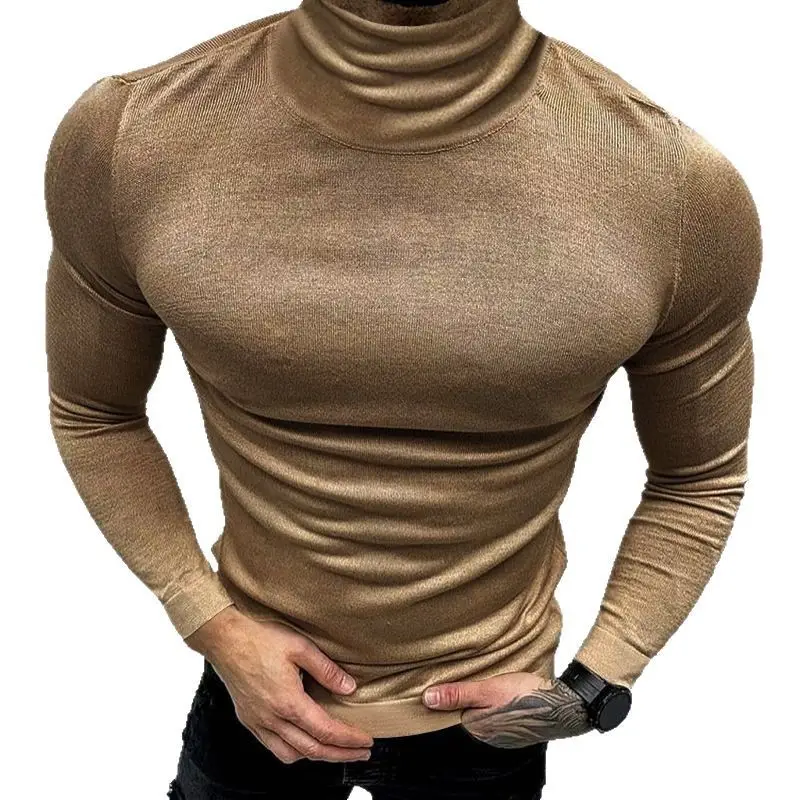 2025 Men Pure Color Turtleneck Long Sleeve Knitwear - Image 9