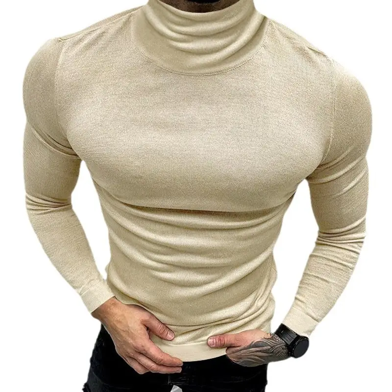 2025 Men Pure Color Turtleneck Long Sleeve Knitwear - Image 10