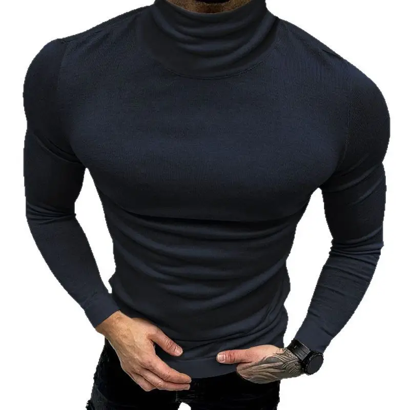 2025 Men Pure Color Turtleneck Long Sleeve Knitwear - Image 11