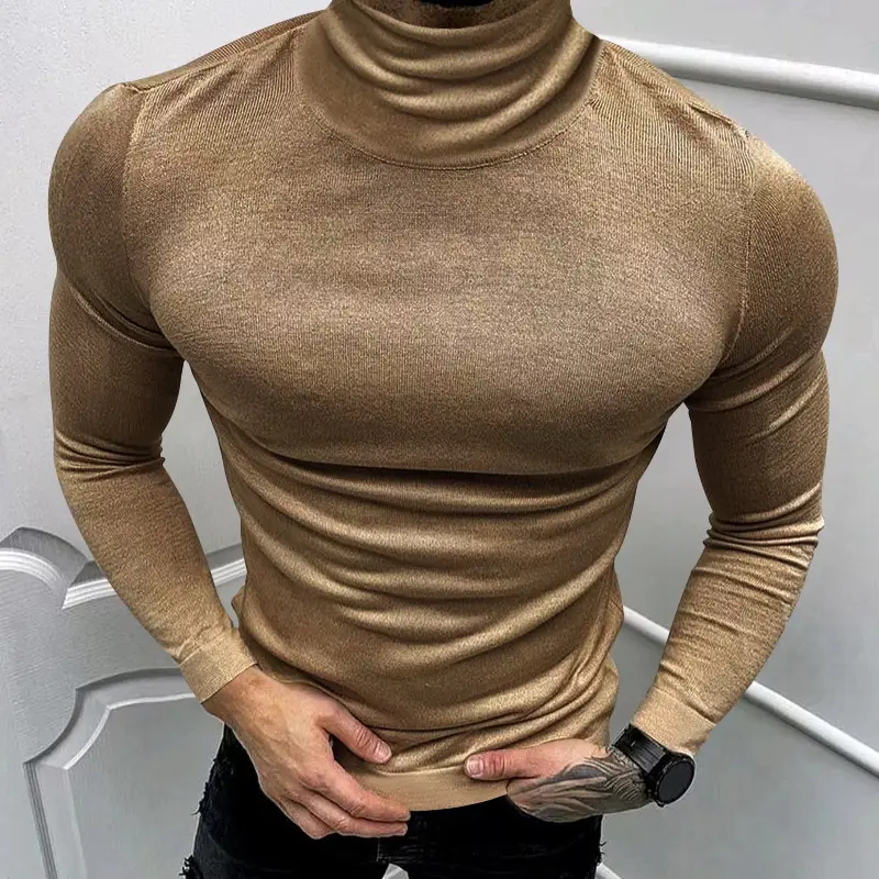 2025 Men Pure Color Turtleneck Long Sleeve Knitwear — feature 25