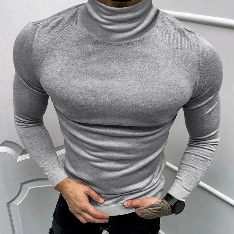 2025 Men Pure Color Turtleneck Long Sleeve Knitwear — feature 33