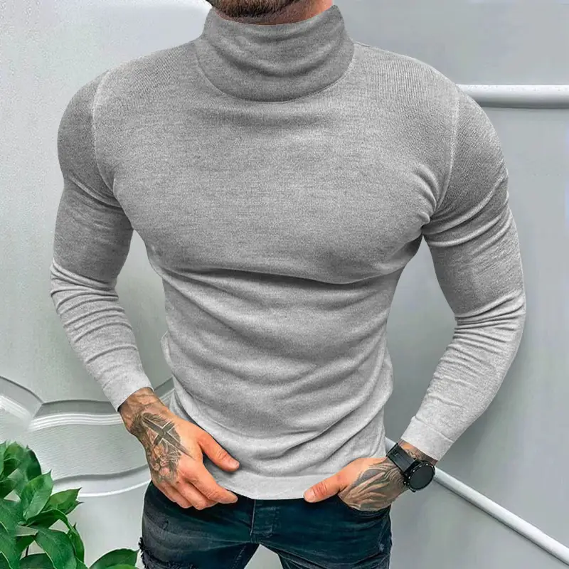 2025 Men Pure Color Turtleneck Long Sleeve Knitwear — feature 34