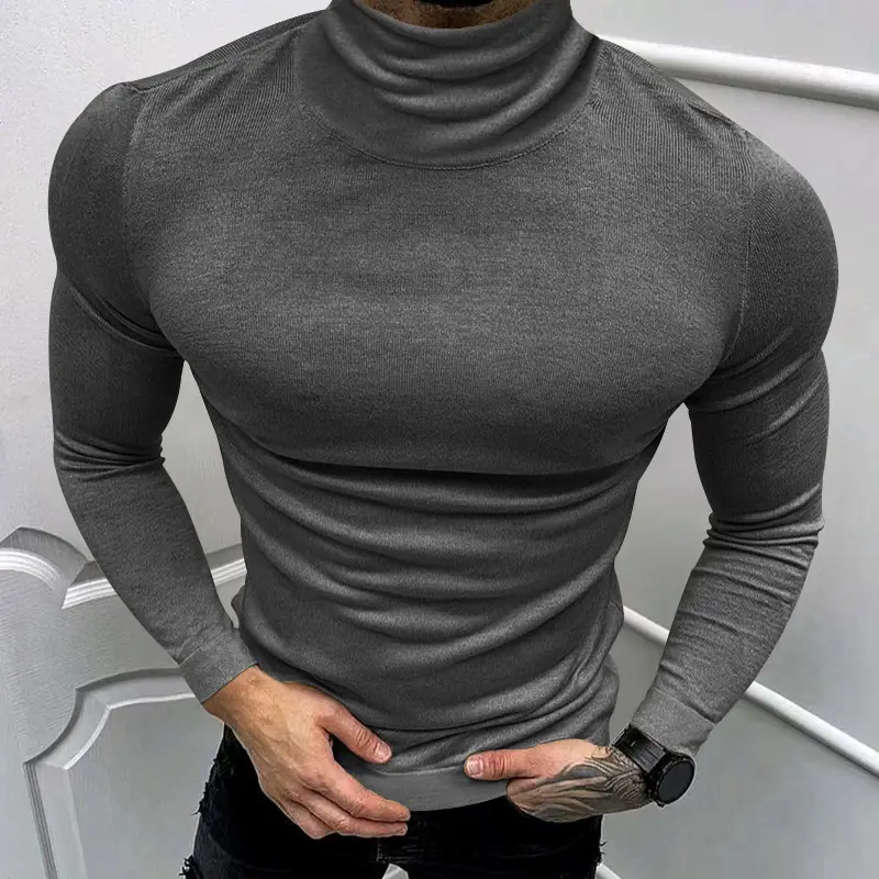 2025 Men Pure Color Turtleneck Long Sleeve Knitwear — feature 39