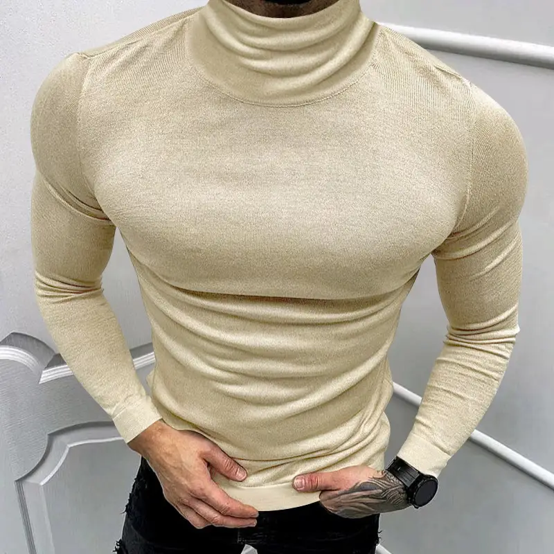 2025 Men Pure Color Turtleneck Long Sleeve Knitwear — feature 43