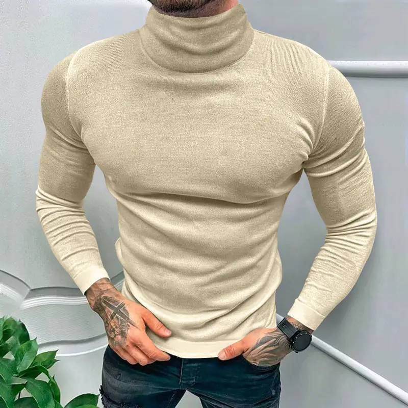 2025 Men Pure Color Turtleneck Long Sleeve Knitwear — feature 44