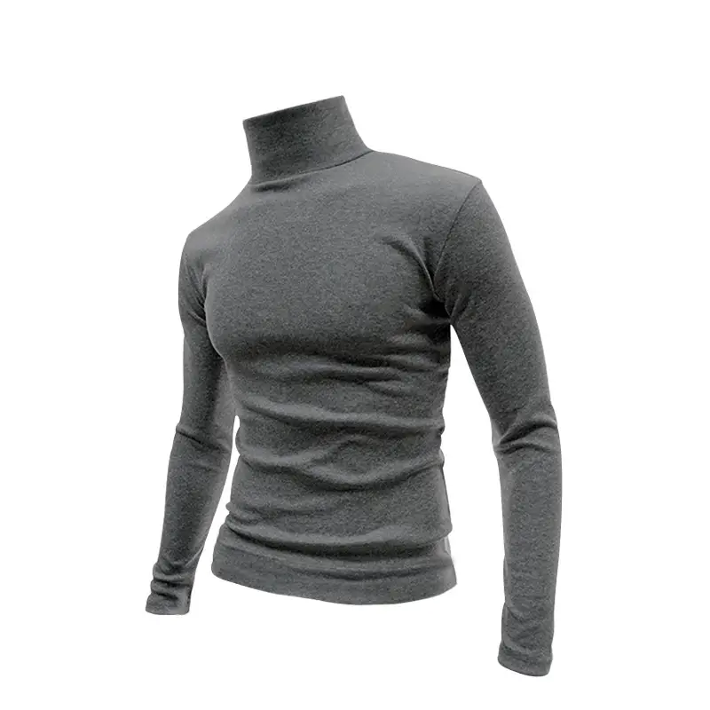 2025 Men Pure Color Turtleneck Long Sleeve Knitwear - Image 3