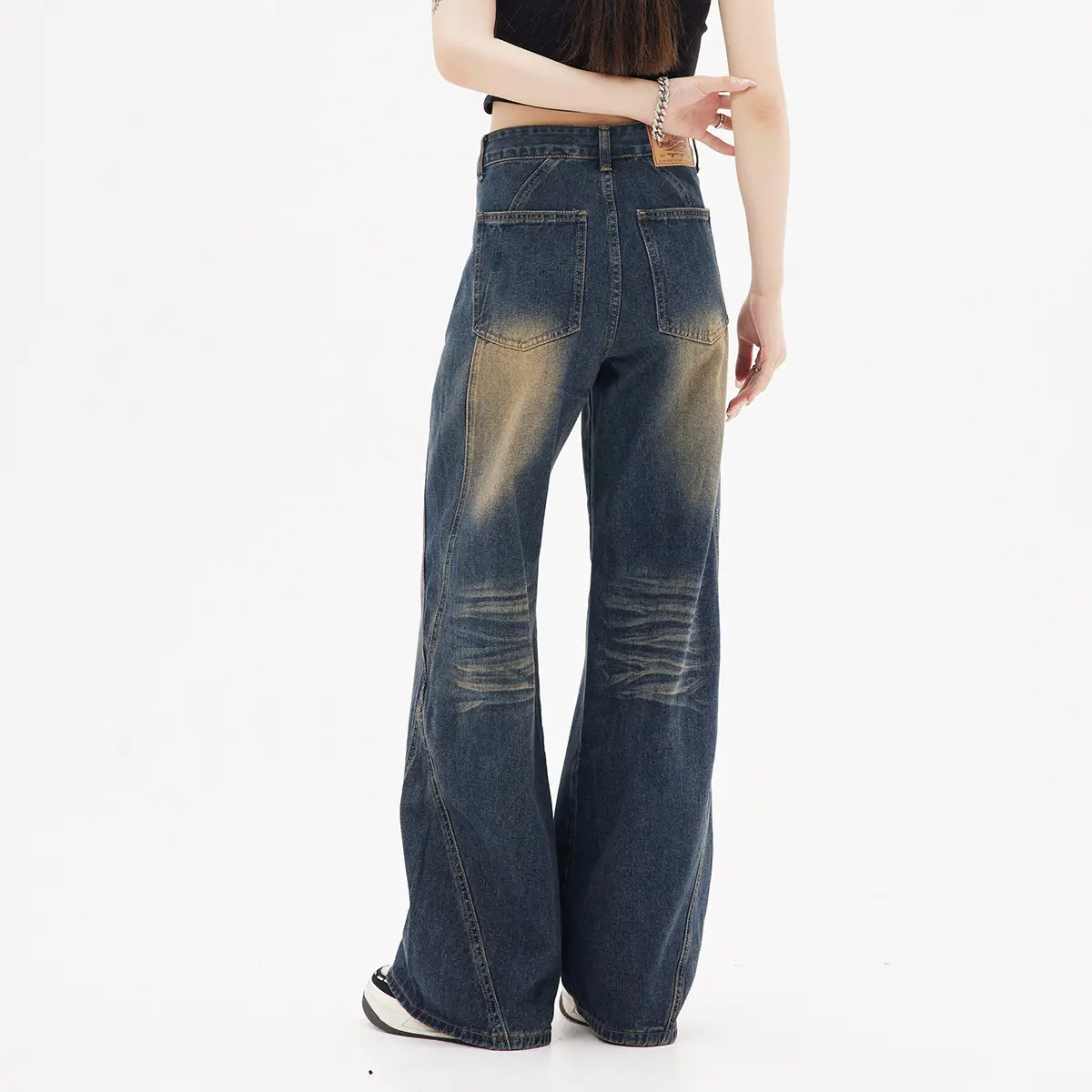 OREETA Wash Dark Blue Straight Jeans Men