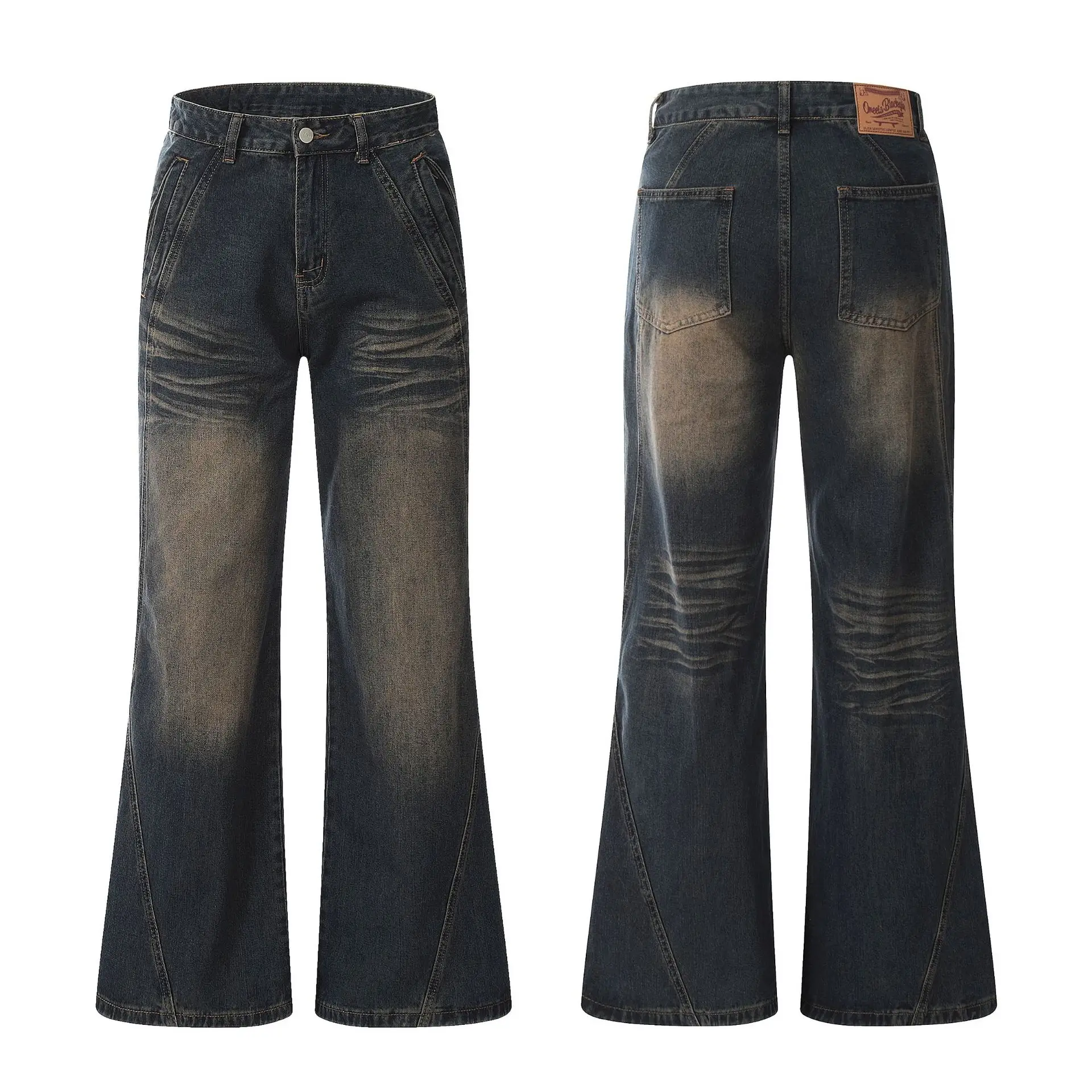 OREETA Wash Dark Blue Straight Jeans Men