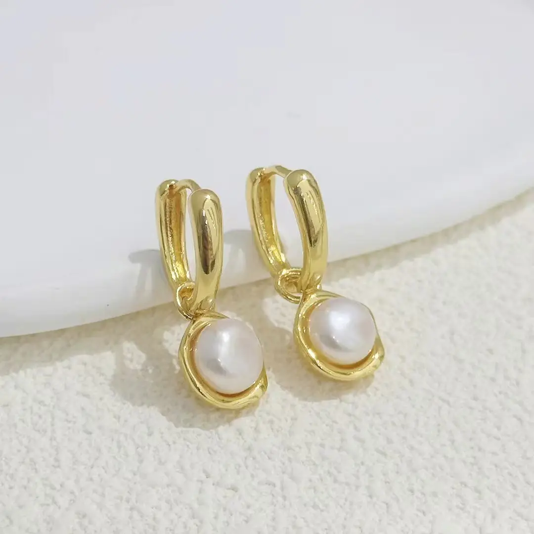 18K Gold Plated Pearl Earrings Set of 3 - Image 5