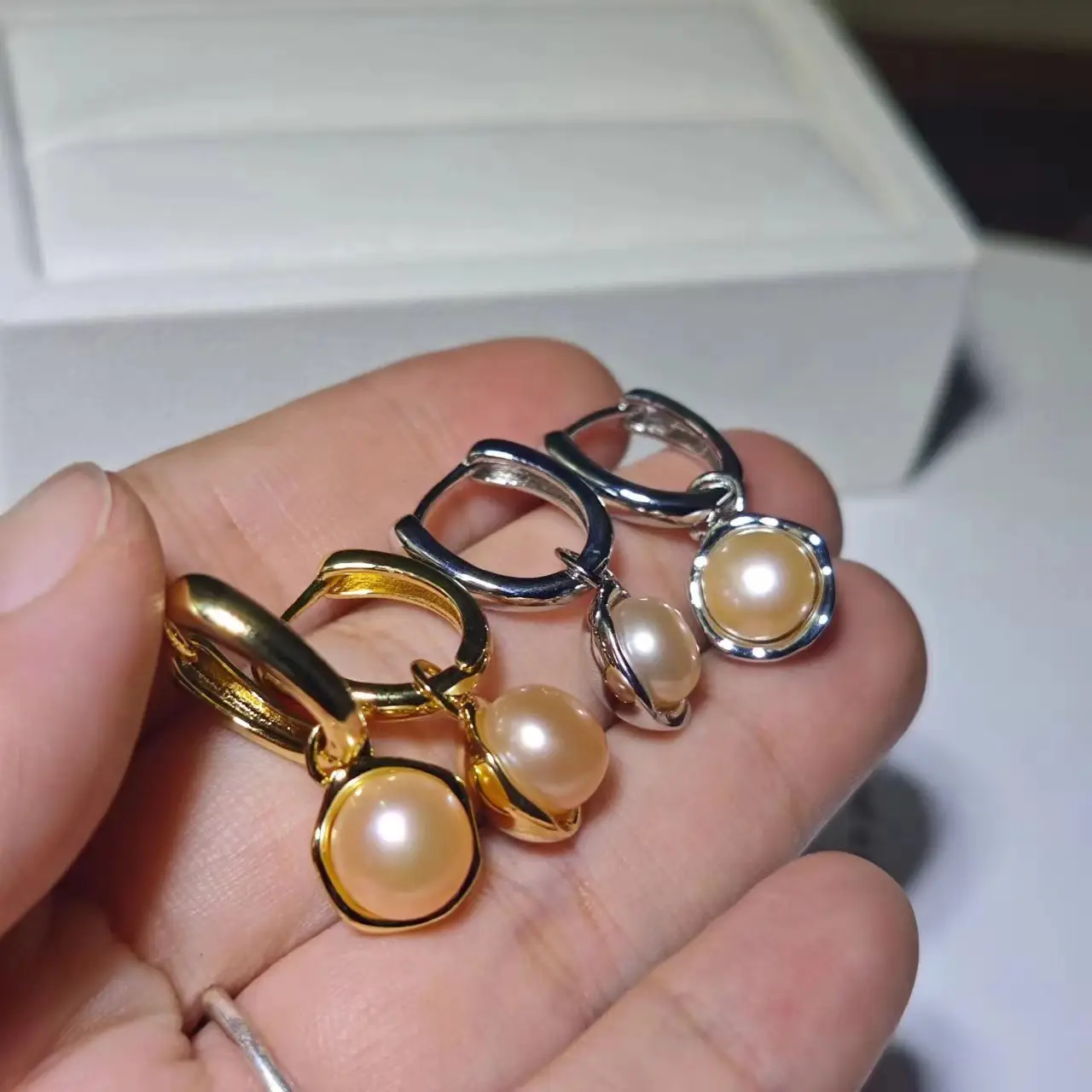 18K Gold Plated Pearl Earrings Set of 3 - Image 2