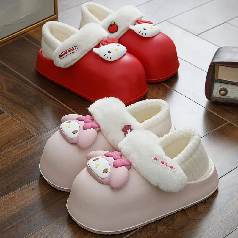 Sanrio cotton-padded shoes women's winter New fleece-lined warm non-slip home indoor and outdoor wear removable cotton slippers - Image 4