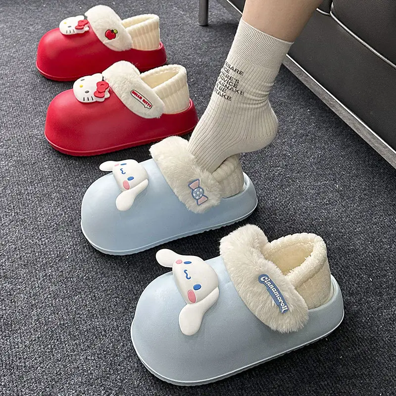 Sanrio cotton-padded shoes women's winter New fleece-lined warm non-slip home indoor and outdoor wear removable cotton slippers - Image 7