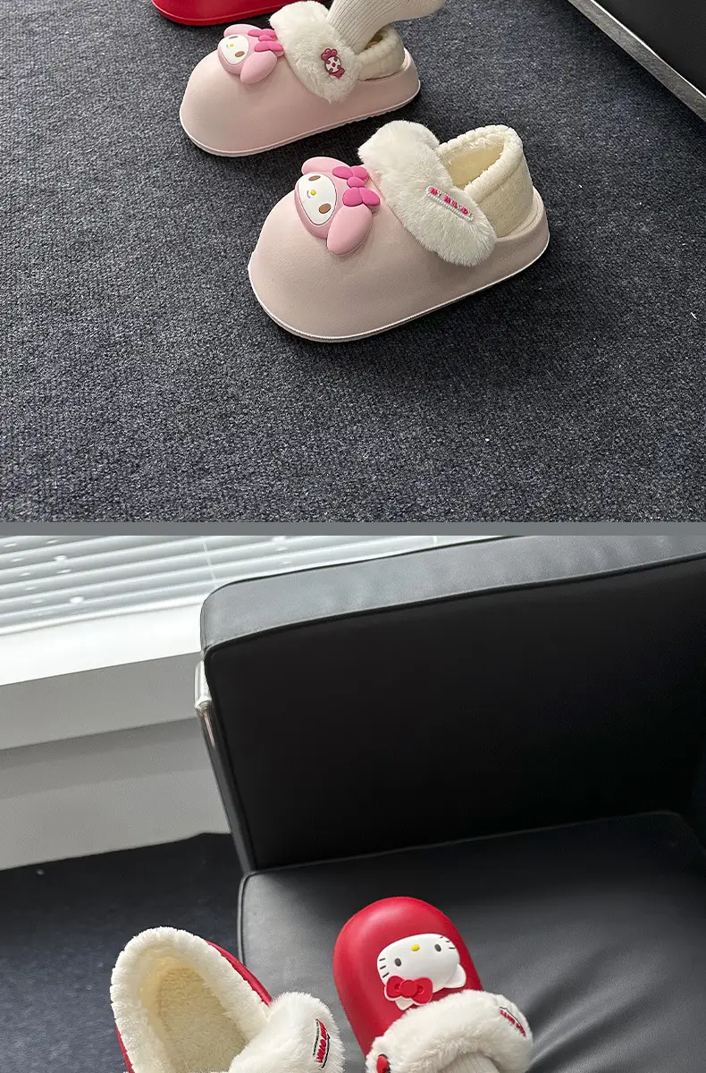 Sanrio cotton-padded shoes women's winter New fleece-lined warm non-slip home indoor and outdoor wear removable cotton slippers — feature 13