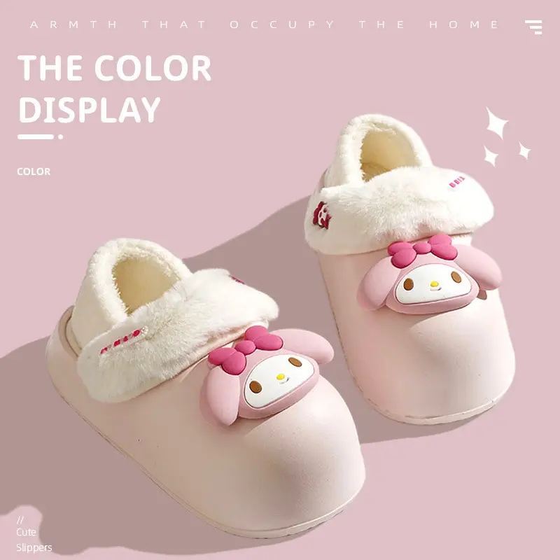 Sanrio cotton-padded shoes women's winter New fleece-lined warm non-slip home indoor and outdoor wear removable cotton slippers - Image 2