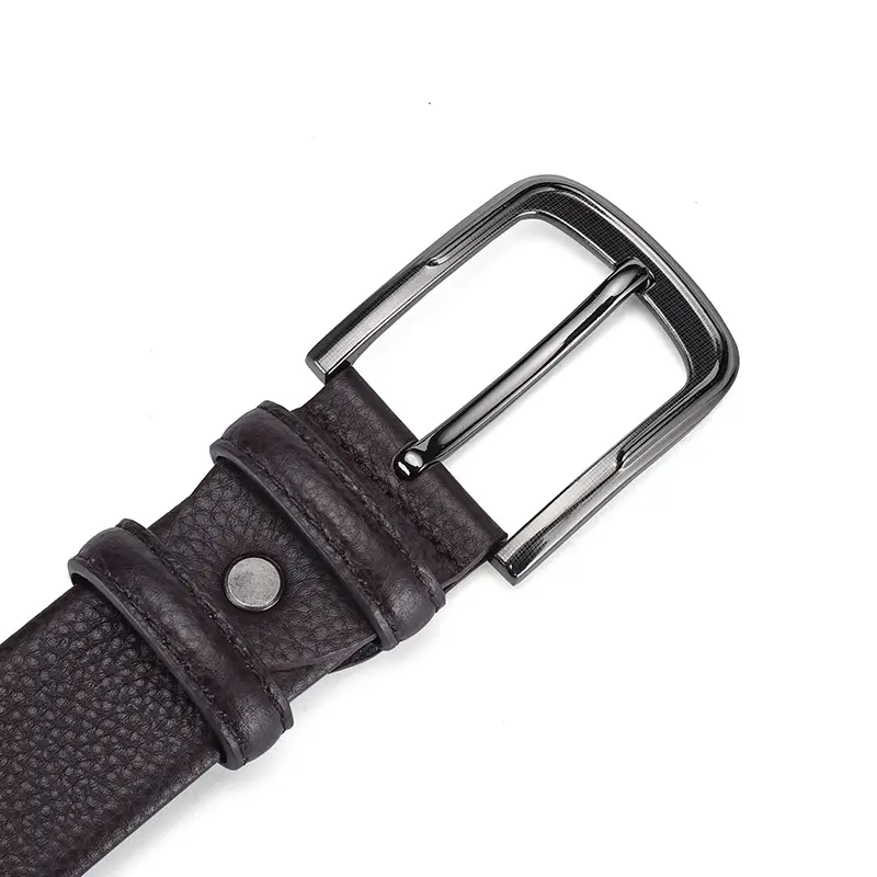 Men's Black Genuine Cowhide Belt 3.8" with Pin Buckle — feature 11