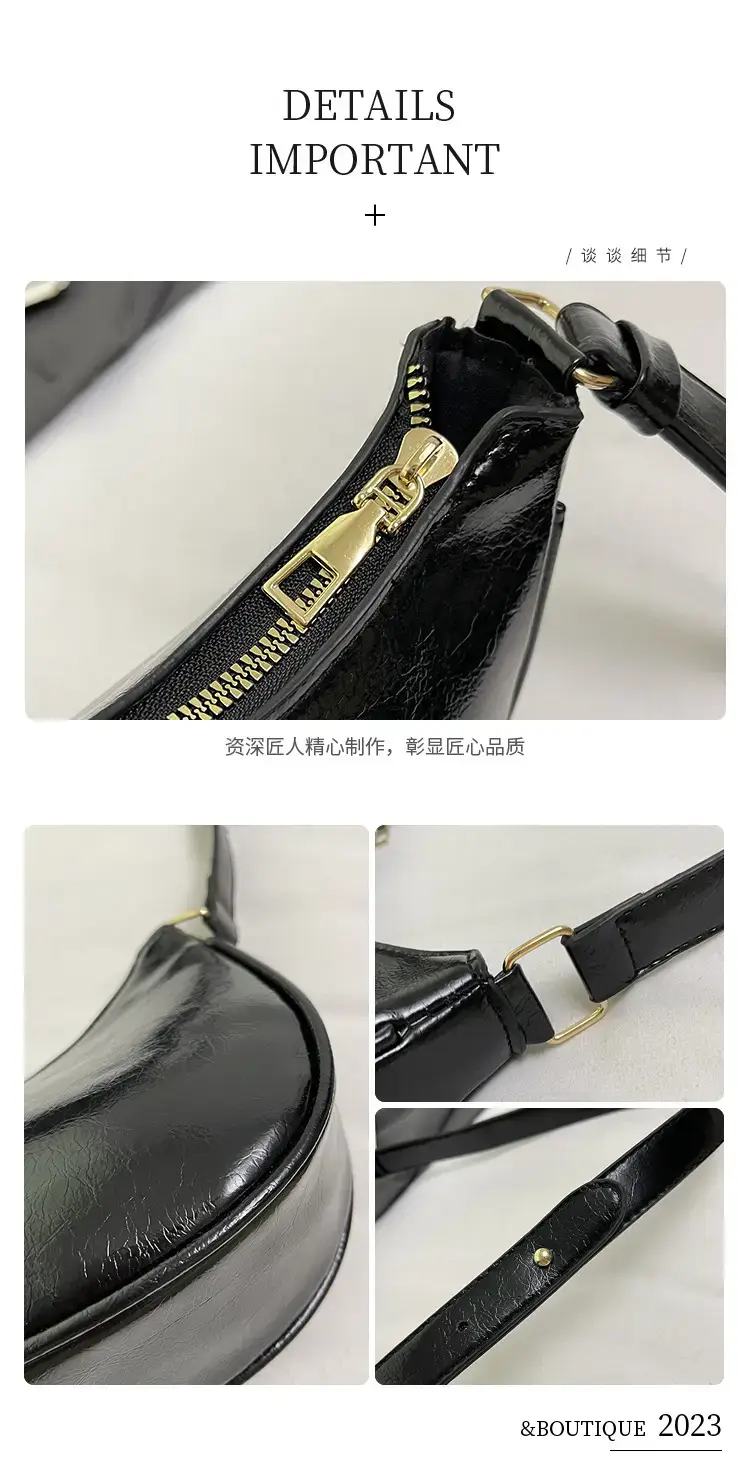 2024 Women's Black Shoulder Bag with Adjustable Strap — feature 4