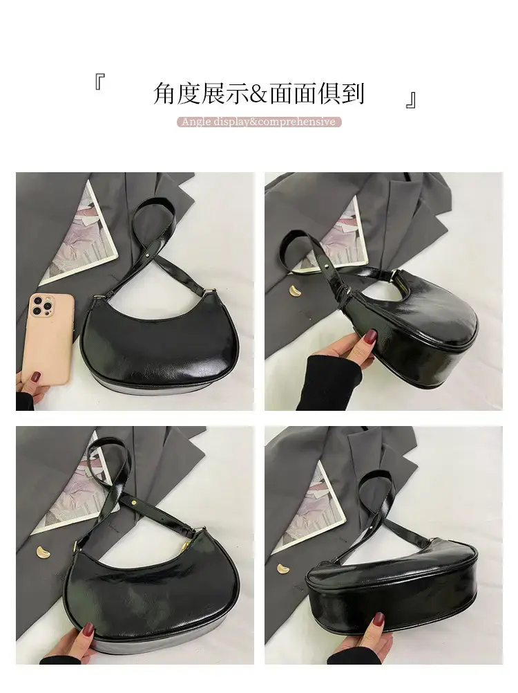 2024 Women's Black Shoulder Bag with Adjustable Strap — feature 6