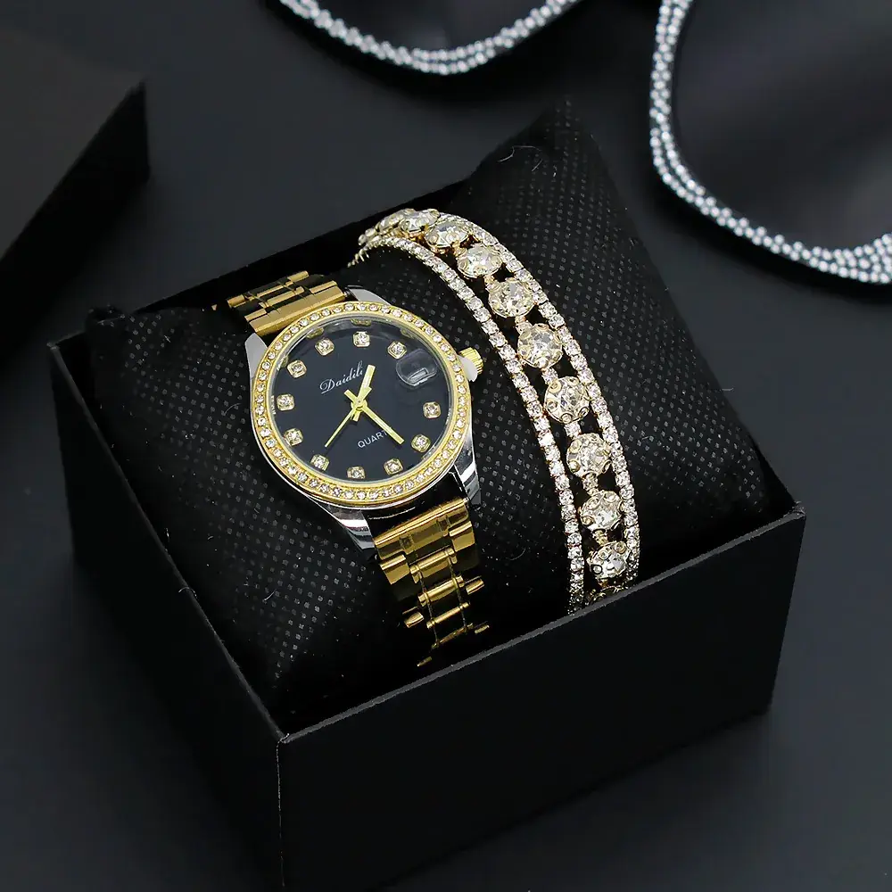 Women's Luxury Bracelet Watch Set with Diamond Bracelet - Image 3
