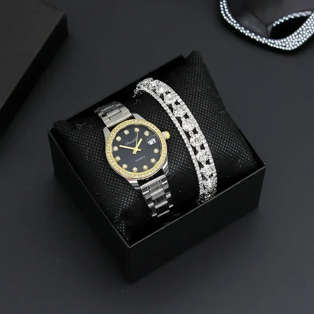 Women's Luxury Bracelet Watch Set with Diamond Bracelet - Image 5