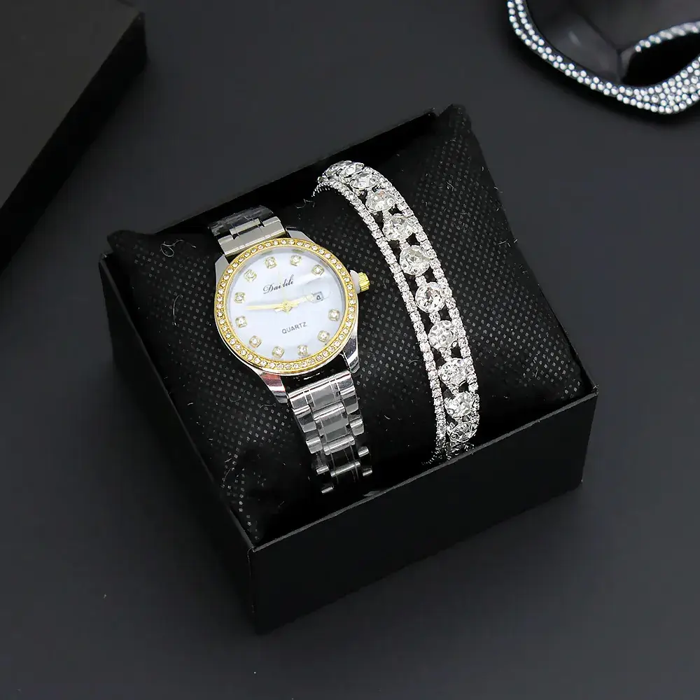 Women's Luxury Bracelet Watch Set with Diamond Bracelet - Image 6