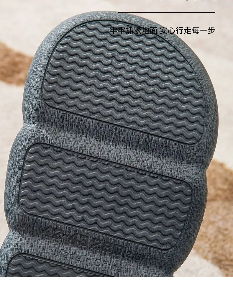 Extra Large size all-inclusive heel thick-soled cotton slippers men's home thickened plush indoor non-slip men's winter shoes winter — feature 12