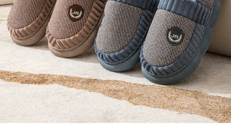 Extra Large size all-inclusive heel thick-soled cotton slippers men's home thickened plush indoor non-slip men's winter shoes winter — feature 17